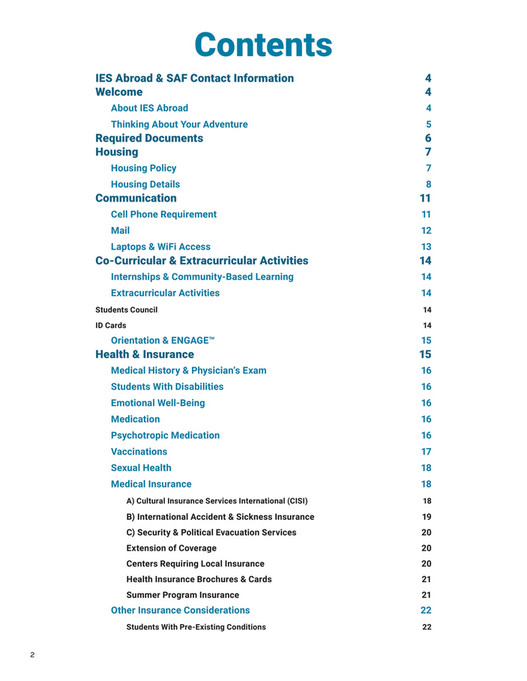 IES Abroad - SAF Student Handbook - Page 2-3